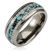 100S JEWELRY Gunmetal Gray Tungsten Rings For Men Turquoise & Elk Antler Inlay Wedding Promise Engagement Band Size 6-16