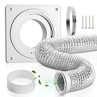 Dryer Vent Wall Plate with Hose(4 inch 8 feet), Twist Lock Dryer Vent Connector Kit, 4 Inch Dryer Duct Connector Flange, for Wall Exhaust Vent, Ceiling or Warmhouse Air Circulation