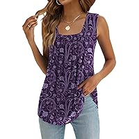 Ivicoer Women's Sleeveless Tank Tops Square Neck Double Layers Flowy Blouse Tunic Shirts S-XXL