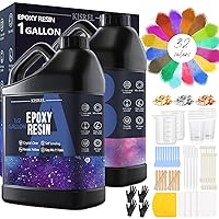 1 Gallon Crystal Clear Epoxy Resin Kit, No Yellowing No Bubble Resin Epoxy, Art & Casting Resin with 32 Mica Powders, Gold Foil Flakes, Craft Clear Resin for Art Crafts, Jewelry, Molds