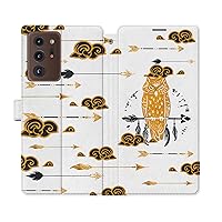 Wallet Case Replacement for Samsung Galaxy S23 S22 Note 20 Ultra S21 FE S10 S20 A03 A50 Folio Bird Wisdom PU Leather Flip Bohemian Cover Feathers Moon Card Holder Snap Owl Magnetic Yellow Tribal