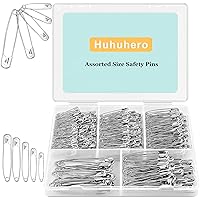 340 Pack Safety Pins Assorted, 5 Different Sizes Small and Large Safety Pins, Safety Pins for Clothes Pins Sewing, Nickel Plated Steel Safety Pin Bulk, Arts and Crafts Supplies (Silver)