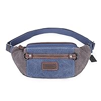 Waist Bag By OMAYA - Waxed Canvas For Daily Activities, Travel & More - Sturdy & Stylish - Water Resistant (Blue)