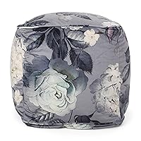Christopher Knight Home Reigle Pouf, 16' X 16', Flower Print on Gray