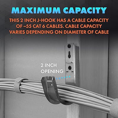 Networx Galvanized Steel Cable Support J Hook with Retainer Clips - 25 pack  (2 - Standard Mount)
