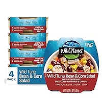 Wild Planet Ready-to-Eat Wild Tuna, Bean & Corn Salad with Organic Sweetcorn, Red Peppers and Carrots, Tuna Salad, 5.6oz, Pack of 4