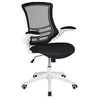 Flash Furniture Kelista Office Chair, Ergonomic, Mid-Back, White Frame, Black Mesh with Swivel