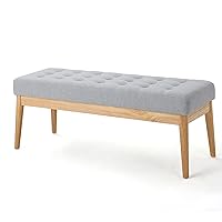 Saxon Fabric Bench, Light Grey, 15.75” D x 43.50” W x 17.00” H
