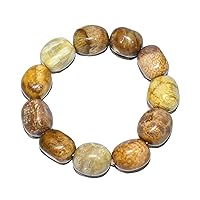 Tumble Bracelet - Fossile Coral Bracelet Natural Healing Chakra Balancing Crystal Stone