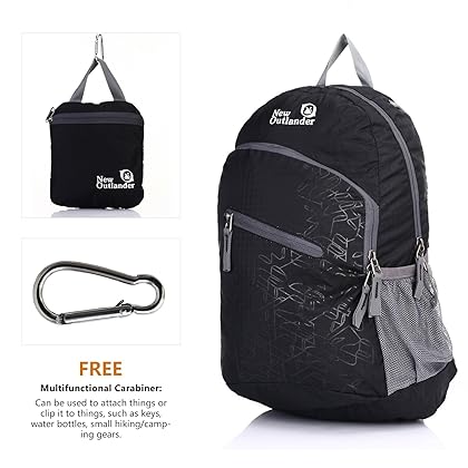 Outlander Packable Handy Lightweight Travel Hiking Backpack Daypack-Black-L