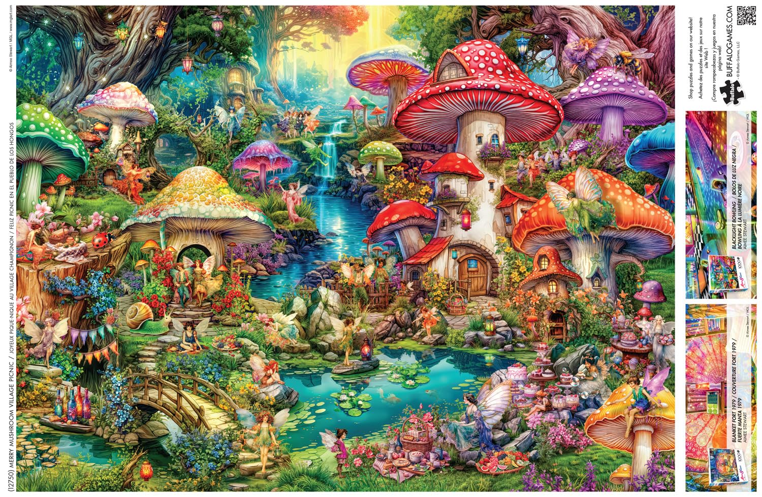 Buffalo Games - Aimee Stewart - Merry Mushroom Village Picnic - 1000 Piece Jigsaw Puzzle for Adults Challenging Puzzle Perfect for Game Nights - Finished Size 26.75 x 19.75