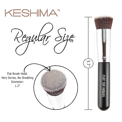 Flat Top Kabuki Foundation Brush By KESHIMA - Premium Makeup Brush for Liquid, Cream, and Powder - Buffing, Blending, and Face Brush