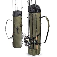 Besti Fishing Rod Organizer Bag (Portable) Shoulder Carry Home and Travel Storage | Professional Reel, Tackle, and Equipment Organization | Heavy-Duty, Water-Resistant (khaki green)