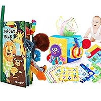 hahaland Baby Sensory Book & Baby Sensory Tissue Box Toy