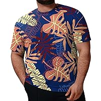 Oversize T-Shirts for Men Stylish Printed Vocation Hawaiian Shirts Heavyweight Crew Neck Short Sleeve Tees for Men