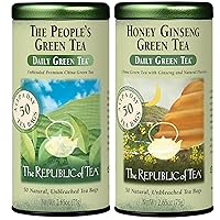 The Republic of Tea – Citizens’ Favorite Green Teas - The People’s Green and Honey Ginseng Green Tea Bundle – 50 Count Tea Bags Each