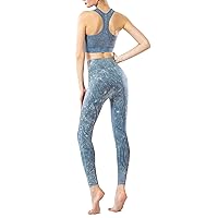 Women Camo Workout Outfit 2 Pieces Yoga Outfit Gym Clothing High Waist Legging Sports Bra Washed Fabric