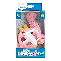 Dr. Brown's Baby Lovey Pacifier and Teether Holder, Dinosaur with White HappyPaci, 100% Silicone, 0-6m
