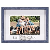 Malden International Designs Live Love Lake 4x6 Blue Expressions Metal Attachment Matted Picture Frame