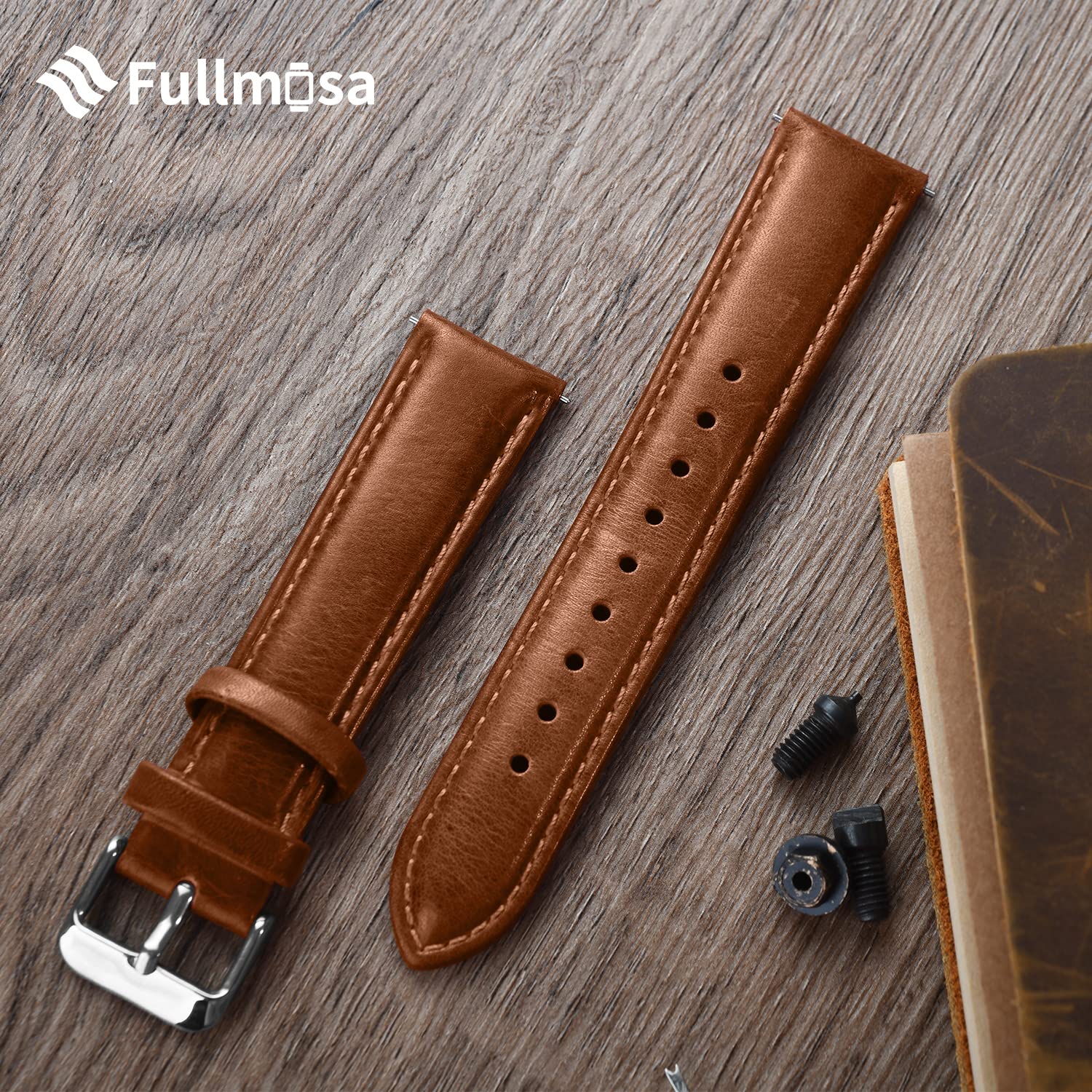 Fullmosa Treen Gradient Color Tanned 18mm 20mm 22mm Leather Watch Bands, Quick Release Watch Band for Men and Women, Fits Samsung Galaxy Watch 5/4/3,Garmin Watch,Huawei,Fossil,Seiko,Citizen,Ticwatch