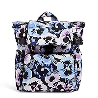 Vera Bradley Women's Cotton Utility Backpack, Plum Pansies - Recycled Cotton, One Size