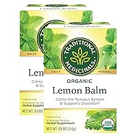 Traditional Medicinals Organic Lemon Balm Herbal Tea, Calming and Supports Digestion (Pack of 2) - 32 Tea Bags Total