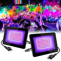 2 Pack 30W UV Light, 395nm-405nm IP66 Waterproof Outdoor High Power Black Lights, with UL Plug (3.3ft Cable), Blacklight for Glow Party, Stage, UV Glue Resin Curing Paint, Collection