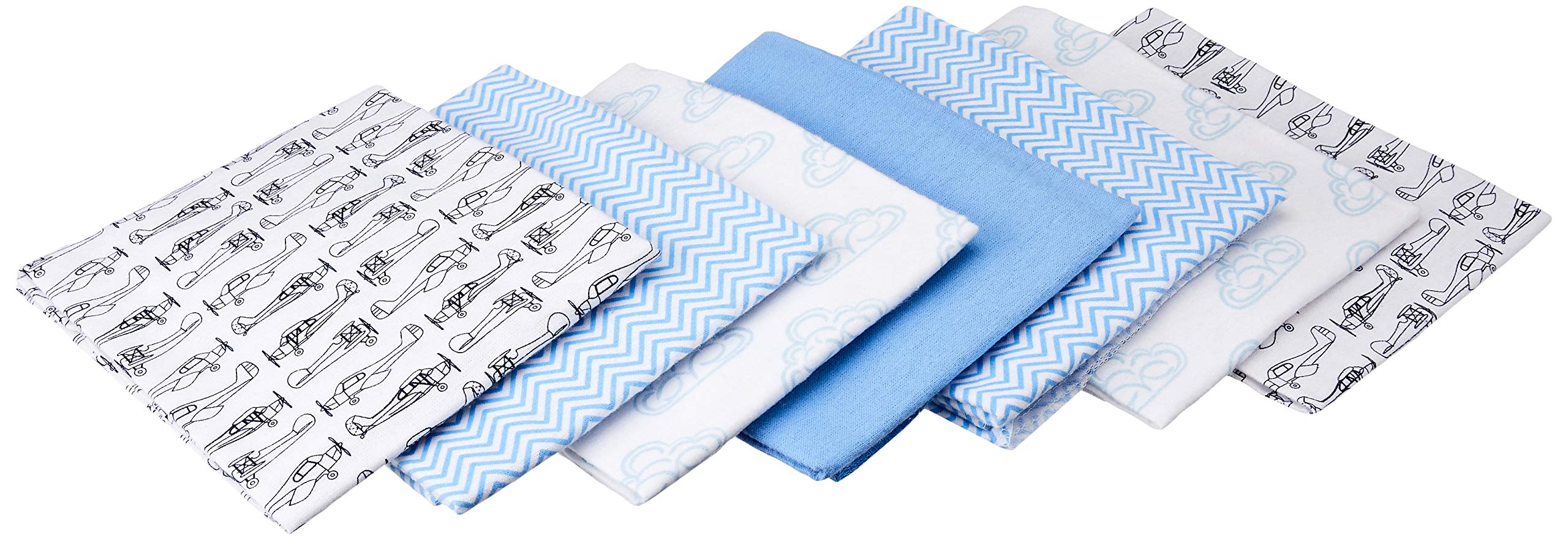 Hudson Baby Unisex Baby Cotton Flannel Receiving Blankets Bundle, Airplane, One Size