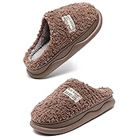 Slippers for Women Men, Fuzzy Bedroom House Slippers for Women Men, Plush Lining Memory Foam Slippers Closed-toe Lightweight EVA Soft Thick Sole Waterproof Slip-on
