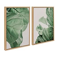 Sylvie Plant Study 6 and Plant Study 7 Framed Canvas Wall Art Set by Alicia Abla, 2 Piece 18x24 Natural, Decorative Plant Art Nature Wall Décor