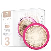FOREO UFO 3 - LED Face Mask Infuser - Deep Moisturizer - Red Light Therapy - 5 in 1 Facial Skin Care - Anti Aging LED Light Therapy - Cryotherapy - Face Massager - Collagen Boosting - Fuchsia