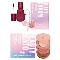 Kaja Lip & Blush Glazed Keychain Stain - Jelly Charm 01 Cherry Spritz + Beauty Bento Collection - Bouncy Eyeshadow Trio 08 Chocolate Dahlia Bundle