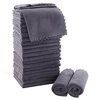 Ultra Soft Premium Washcloths Set - 12 x 12 inches - 24 Pack - Quick Drying - Highly Absorbent Coral Velvet Bathroom Wash Clothes - Use as Bath, Spa, Facial, Fingertip Towel (Grey)