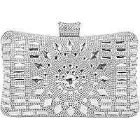 Evening Clutch Bag Prom Party Handbag Wallet, Women Crystal Evening Clutch Bag Rhinestone Glitter Sparkling Pouch Beautiful Party Prom Handbag for Women (Color: Silver)
