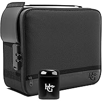 Herb Guard XL Smell Proof Bag & Airtight Case with Combination Lock (Container Holds Up to 5 Ounces) - Includes YKK Zippers, 250ml / Half oz Smell Proof Jar, Built in Tray & Travel Bags (Black)