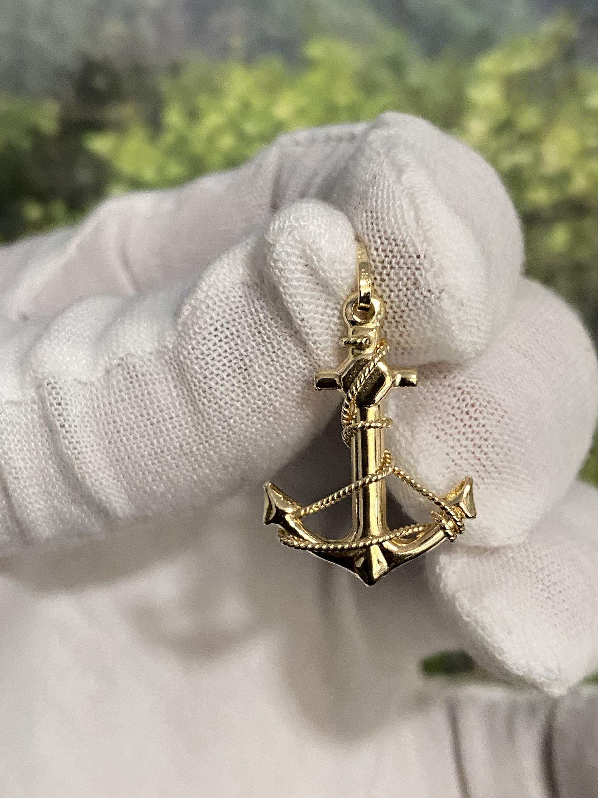 TGDJ Anchor Pendant 23 x 18 mm, 14k Yellow Gold Jesus Cross Necklace, Real Gold Charm Pendants Gift for all occasions