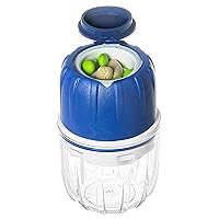 Pill Crusher and Pill Grinder - Pill Crusher for Small or Large Pills and Vitamins to Fine Powder, Pill Pulverizer Grinder, Medicine Grinder with Medicine Cup, Pill Storage (Blue)