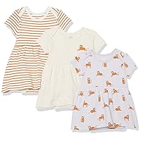 Amazon Essentials Baby Girls' Short-Sleeve Dress, Pack of 3