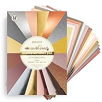 A4 32 Sheets Metallic Cardstock Bulk Gold Silver Rosegold Copper Card Stock Paper Assorted Glitter, Metallic, Foil, Pearlescent for Card Making (Edition-3)