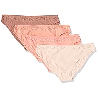 Amazon Essentials Women's Cotton and Lace Bikini Underwear, Pack of 4