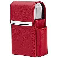 PU Leather Sliding Cigarette Box Case with Lighter Holder and Belt Loop for Men and Women Unisex