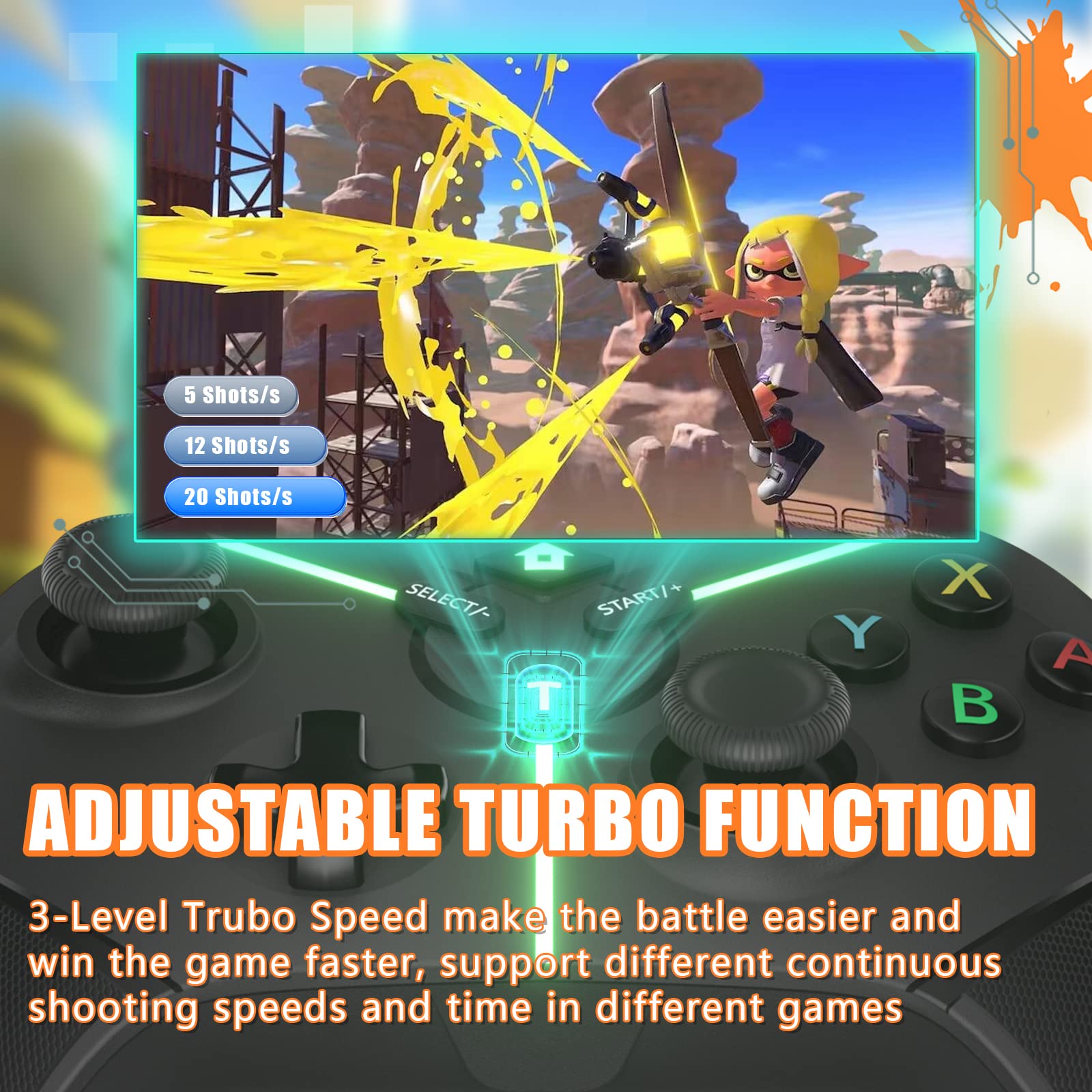 Switch Controllers, Wireless Switch Pro Controller Compatible with Nintendo Switch/Lite/OLED, Switch Remote Gamepad with Motion Control, Wake-up, Programmable, Screenshot, Ergonomic Non-Slip, Adjustable Turbo & Dual Vibration