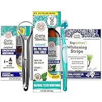 GuruNanda Oral Kit Including Coconut Oil Pulling with Essential Oils & Vitamins,Teeth Whitening Strips & Concentrated Mouthwash for Holistic Oral Care