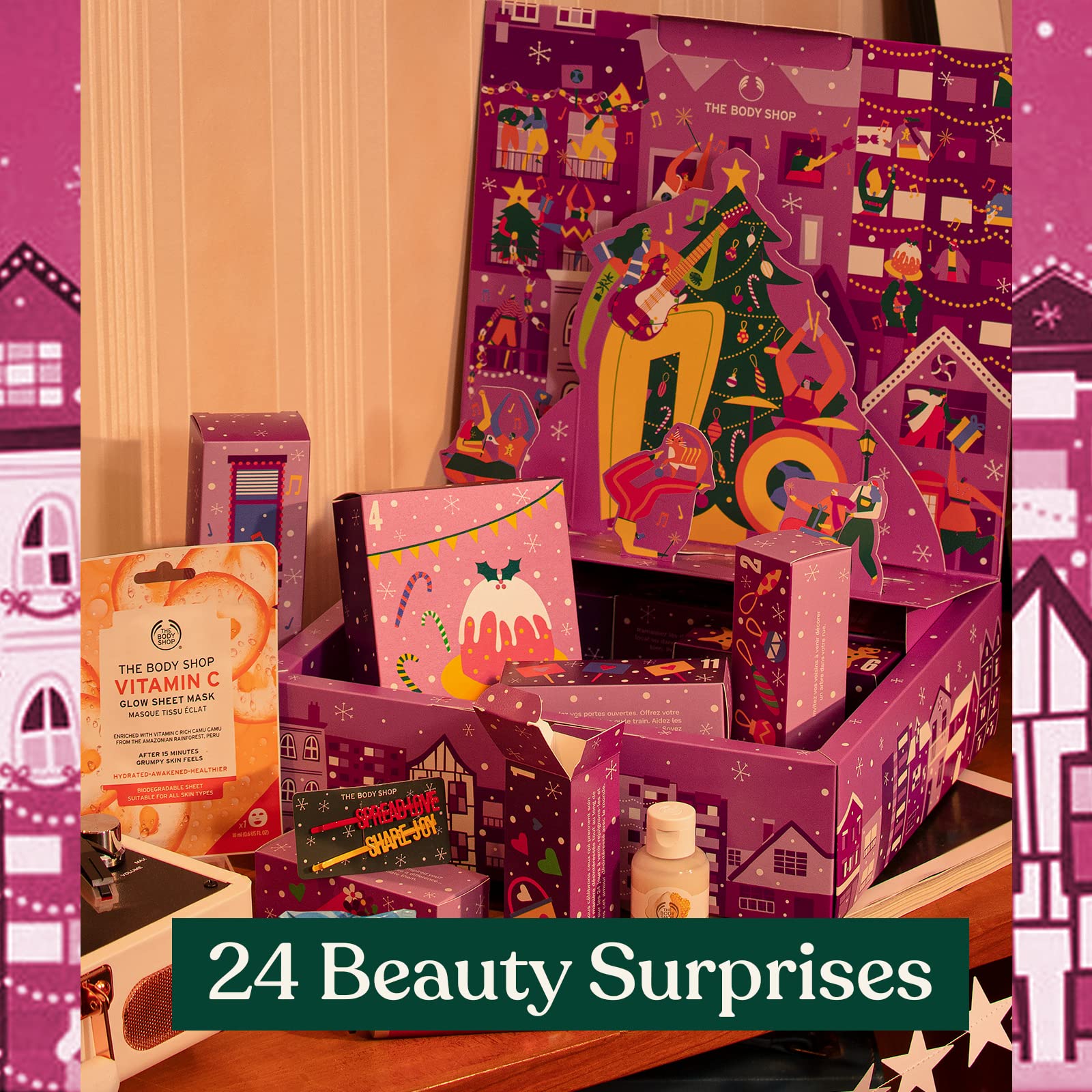 The Body Shop Share the Joy Adult Advent Calendar – Daily Head-to-Toe Beauty, Shower & Bath Treats – 24 Items