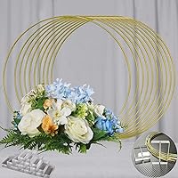 YALLOVE 10 PCS 14 Inch Floral Hoop Table Centerpiece, Gold Metal Wreath Ring Stand with Crystal Clear Acrylic Base for Balloon and Flower Decoration, Flower NOT Included