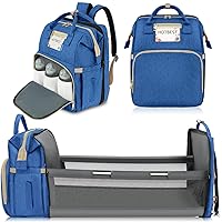 HOTBEST Diaper Bag Backpack with Changing Pad - Baby Essentials Travel Tote Multi function Waterproof Bag, Stroller Straps & USB Port, Registry Shower Gifts Unisex, Haze Blue
