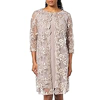 Alex Evenings Women's Long Jacket with Lace Dress (Petite and Regular Sizes)