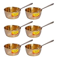 Heavy Gauge Pure Brass Bowl/Pooja Bowl/Katori, Serving Bowl with Spoon Set - (Silver Touch Apple 2020 Design, Vol - 150 ML Each) Set of 6 Pcs