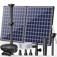 POPOSOAP 55W Solar Fountain Pump, Solar Water Pump with Water Shortage Protection, 480GPH Adjustable Solar Pond Pump with PVC Tubing, 17Ft Cord for Ponds, Garden, Waterfall, Hydroponics