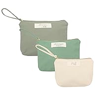 Pearhead Baby Diaper Bag Organizing Pouch Set, Change Me, Feed Me, Dress Me Zip Pouches, On The Go Baby Essentials, Neutral Diaper Bag Accessories, Recycled Cotton, Set of 3